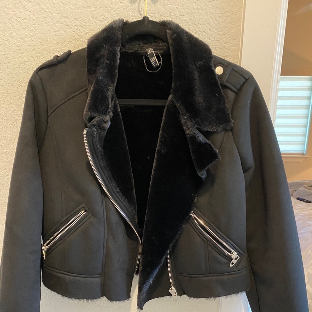 ZARA Reversible Black Jacket (Suede/Faux Leather)